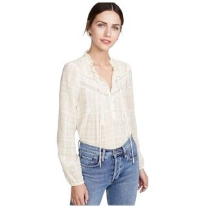 Veronica Beard Jamie Pintucked Peasant Ruffle Blouse